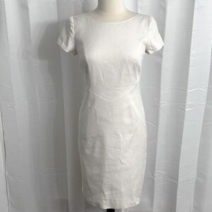 Bigio Collection Women's Ivory Cotton Stretch Lined Cap Sleeve Dress Size 6